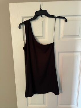 Women’s Black One-Shoulder Ribbed Tank Top Amalli Talli